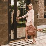 Kah&Kee Stylish Water-Resistant Leather Laptop Backpack