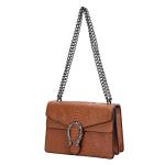 Vintage Snake Print Leather Chain Shoulder Bag