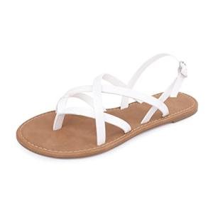 White Gladiator Flat Ankle Strap Sandals for Women