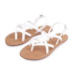 White Gladiator Flat Ankle Strap Sandals for Women