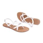 White Gladiator Flat Ankle Strap Sandals for Women