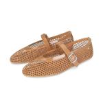 DOEYG Brown Mesh Ballerina Flats for Women