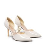 Elegant White Stiletto Heels with Pearl Detail