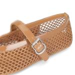 DOEYG Brown Mesh Ballerina Flats for Women