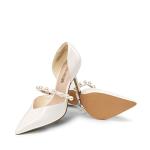Elegant White Stiletto Heels with Pearl Detail