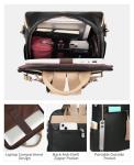 FADEON Leather Laptop Backpack for Women Designer 15.6 inch PU Laptop Bag, Ladies Travel Computer Work Backpack Black