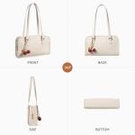 BOSTANTEN Shoulder Bag for Women Vegan Leather Purse with Cherry Charm Medium Handbag with Zipper for Daily Use, Beige