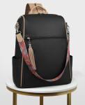 FADEON Leather Laptop Backpack for Women Designer 15.6 inch PU Laptop Bag, Ladies Travel Computer Work Backpack Black