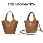Bevgie Woven Top Handle Handbag Fashion Vegan Leather Bucket Purses Small Tote Bags luxury bag Detachable Satchels crossbody Shoulder bag for Women Brown