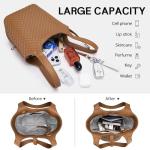 Bevgie Woven Top Handle Handbag Fashion Vegan Leather Bucket Purses Small Tote Bags luxury bag Detachable Satchels crossbody Shoulder bag for Women Brown