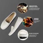 Artisure Women's Classic Handsewn White Genuine Leather Penny Loafers Driving Moccasins Casual Boat Shoes Slip On Fashion Office Comfort Flats 7 M US SKS-1221BAI70
