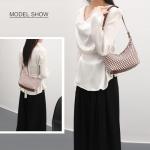 NIUEIMEE ZHOU Woven Shoulder Bag for Women Checkered PU Crossbody Purse Hobo Handbags with 2 Adjustable Straps