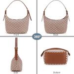 NIUEIMEE ZHOU Woven Shoulder Bag for Women Checkered PU Crossbody Purse Hobo Handbags with 2 Adjustable Straps