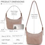 NIUEIMEE ZHOU Woven Shoulder Bag for Women Checkered PU Crossbody Purse Hobo Handbags with 2 Adjustable Straps