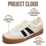 Project Cloud 100% Genuine Leather Casual Sneakers for Women - Memory Foam Insoles - Womens Shoes & Lightweight Women's Fashion Sneakers - Slip On Shoes for Women Footwear (Verdy,WHITMULT,6)