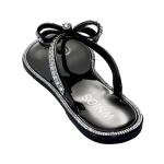 WnioJbobss Womens Flat Sandals Jelly Flip Flops Waterproof Rhinestone Bowtie Thong Sandal Strappy Slides for Daily Beach Pool-black-9-40