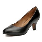 Women's Classic Round Toe Pumps, Mid Kitten Heel, Office Dress Shoes Matt Black 41 - US 9