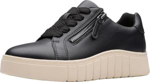 Clarks Women’s Mykah Joy Platform Fashion Sneaker, Black Leather, 10