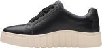 Clarks Women’s Mykah Joy Platform Fashion Sneaker, Black Leather, 10