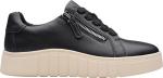 Clarks Women’s Mykah Joy Platform Fashion Sneaker, Black Leather, 10