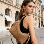 Woven Suede Shoulder Bag - Stylish Hobo Satchel, Slouchy Handbag, Crescent Crossbody Purse & Tote (Khaki)