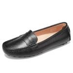 BEAUSEEN Black Penny Loafers for Women Size 8.5 Genuine Leather Women's Driving Loafers,8.5 US