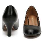 Women's Classic Round Toe Pumps, Mid Kitten Heel, Office Dress Shoes Matt Black 41 - US 9
