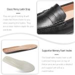 BEAUSEEN Black Penny Loafers for Women Size 8.5 Genuine Leather Women's Driving Loafers,8.5 US