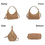 Woven Suede Shoulder Bag - Stylish Hobo Satchel, Slouchy Handbag, Crescent Crossbody Purse & Tote (Khaki)