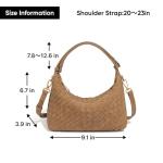 Woven Suede Shoulder Bag - Stylish Hobo Satchel, Slouchy Handbag, Crescent Crossbody Purse & Tote (Khaki)