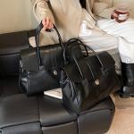 Women's Lightweight Black Leather Tote Handbag