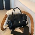 Women's Lightweight Black Leather Tote Handbag