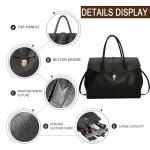 Women's Lightweight Black Leather Tote Handbag