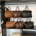 Women's Lightweight Black Leather Tote Handbag