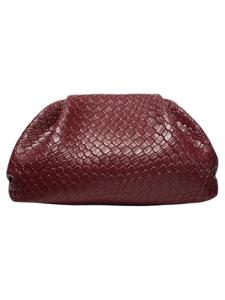QWINEE Women's Burgundy Woven Evening Clutch Bag