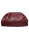 QWINEE Women's Burgundy Woven Evening Clutch Bag
