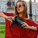 K.E.J. Black Wristlet Clutch Wallet for Women