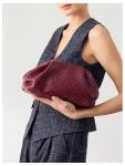 QWINEE Women's Burgundy Woven Evening Clutch Bag
