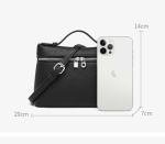 Afashor Soft Leather Black Top-Handle Shoulder Bag