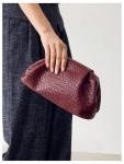 QWINEE Women's Burgundy Woven Evening Clutch Bag
