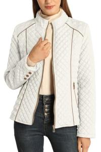 Bellivera Women's Lightweight Quilted Puffer Jacket - White