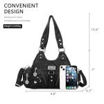 Angel Kiss Black Leather Small Hobo Shoulder Bag