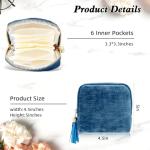 Teal Blue Velvet Travel Jewelry Organizer Pouch