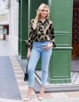 Leopard Satin Blouse with Silk Button Details