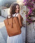 ECOSUSI Vegan Leather Convertible Tote Backpack