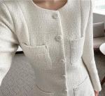 Elegant White Tweed Blazer Dress for Women