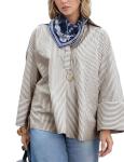 Chic Khaki Striped Oversized Button-Down Shirt