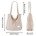 KALIDI Cream White Corduroy Tote Bag