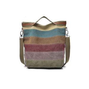 Multi-Color Canvas Hobo Shoulder Bag for Women