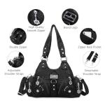 Angel Kiss Black Leather Small Hobo Shoulder Bag